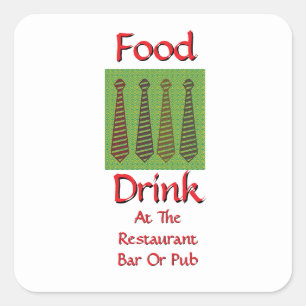 Food Drink At Restaurant Bar Or Pub White  Square Sticker