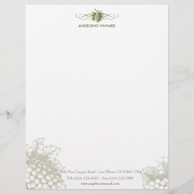 Food & Drink feat. Grapes Customised Letterhead (Front)