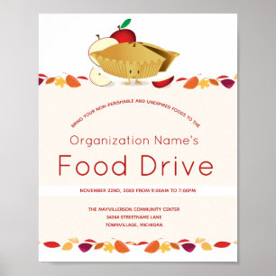 Food Drive Organization Name Leaves Cartoon Pie Poster