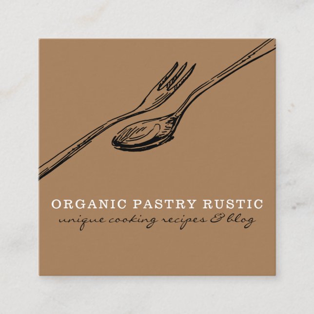 Food Eat Spoon logo for chef Cooking Square Business Card (Front)