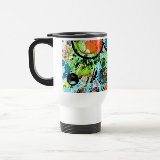 Food Fight Abstract Travel Mug (Left)