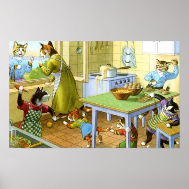 Food Fight at the Kitty Household Print (Front)