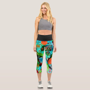 Food Fight Graffiti Abstract Capri Leggings