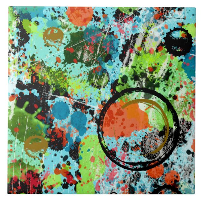 Food Fight Graffiti Abstract Tile (Front)