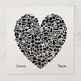 Food Foodies Heart Gold Custom Wedding Invitation