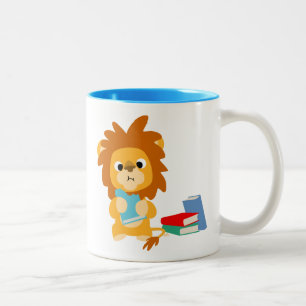 Food For Thought -Cute Cartoon Lion Two-Tone Coffee Mug