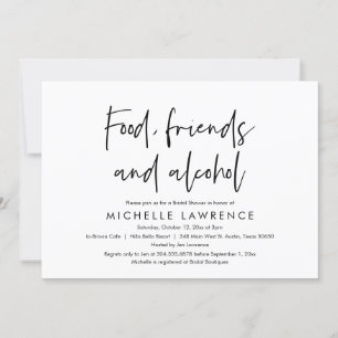 Food, Friends and Alcohol, Casual Bridal Shower Invitation
