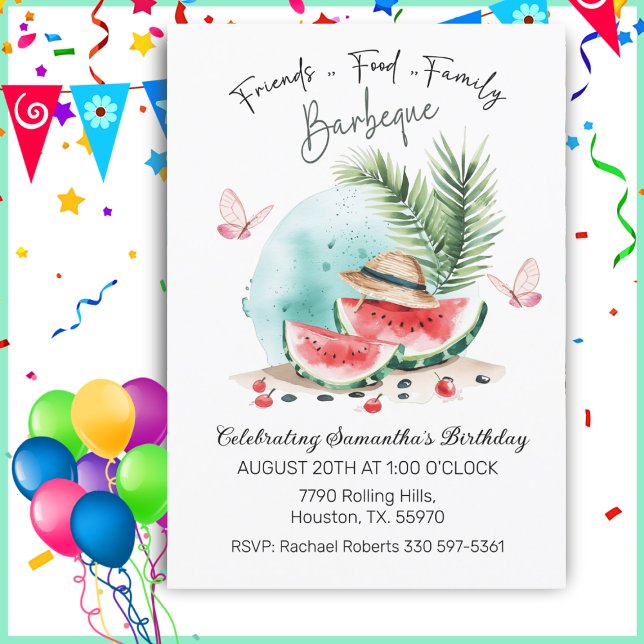 Food Friends Family Birthday Barbecue Watermelon Invitation (Creator Uploaded)