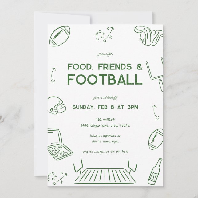 Food Friends Football Championship Watch Party  Invitation (Front)