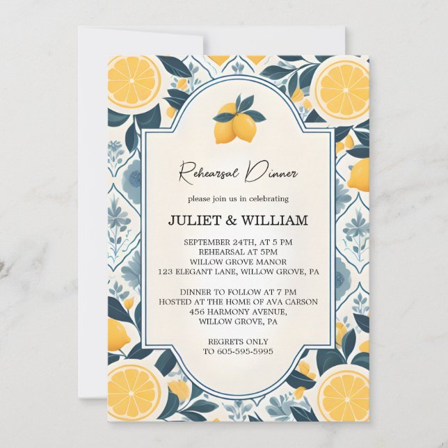 Food Fruit Lime Lemon Military Rehearsal Dinner Invitation (Front)