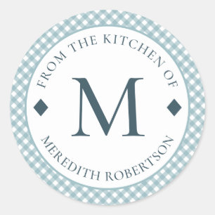 Food Gift From the Kitchen of Monogram Teal Classic Round Sticker