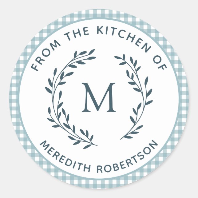 Food Gift From the Kitchen of Monogram Wreath  Classic Round Sticker (Front)