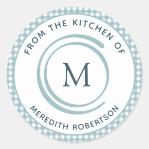 Food Gift From the Kitchen of Teal Monogram Classic Round Sticker