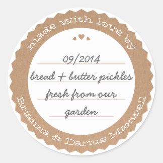 Food Gift Label Sticker Circle Kraft Paper