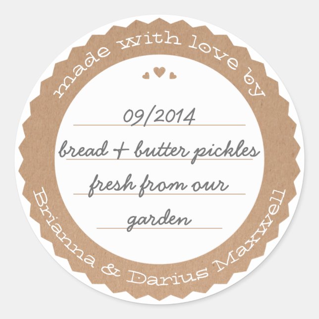 Food Gift Label Sticker Circle Kraft Paper (Front)