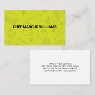 Food Green Background   Chef  Business Card