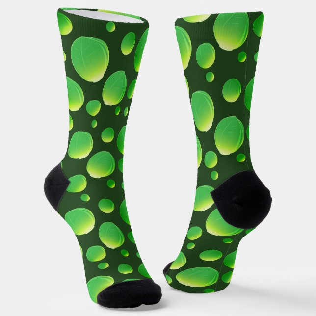 Food Green Brussels Sprout Vegetable Socks (Angled)