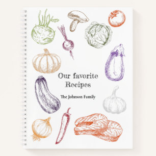 Food Illustration Personalised Family Recipe Book