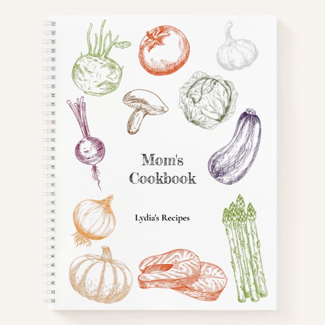 Food Illustration Personalised Mum's Recipe Book (Front)