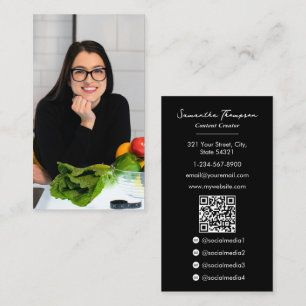 Food Influencer Blogger Content Creator Full Photo Business Card