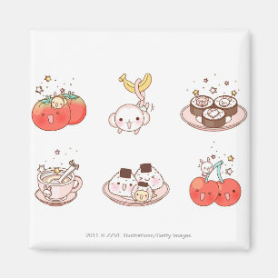 Food items displayed against white background magnet