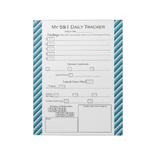 Food Journal Sea Coloured Striped Design Notepad