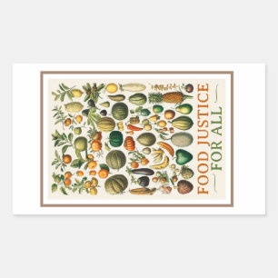 Food Justice! Vintage Art Rectangular Sticker