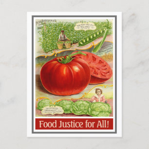 Food Justice - Vintage Tomatoes & Garden Announcement Postcard