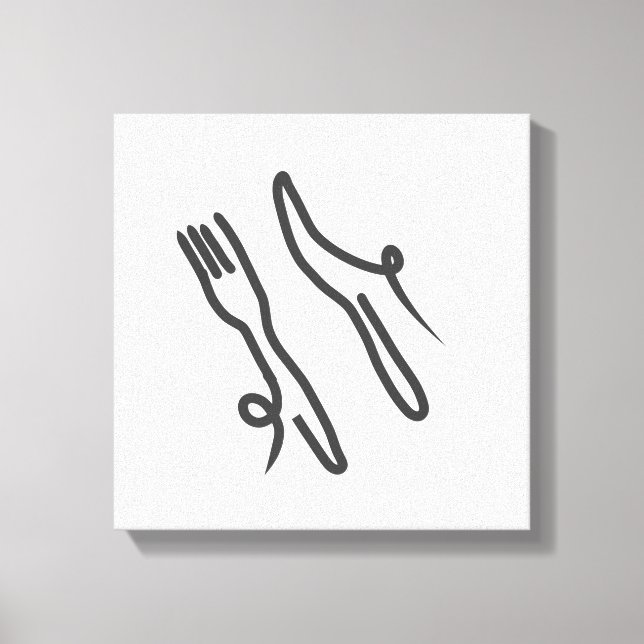 Food knife and fork modern grey and white canvas print (Front)