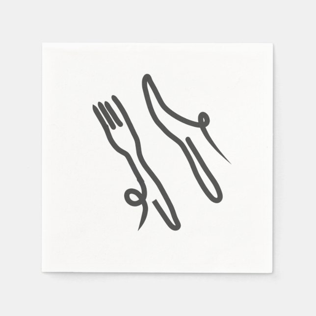Food knife and fork modern grey and white napkin (Front)