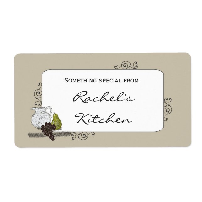 Food Label with Rustic Still Life Illustration (Front)