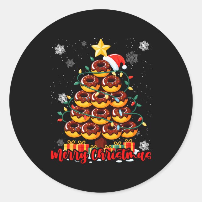 Food Lover Xmas Matching Santa Donuts Christmas Tr Classic Round Sticker (Front)