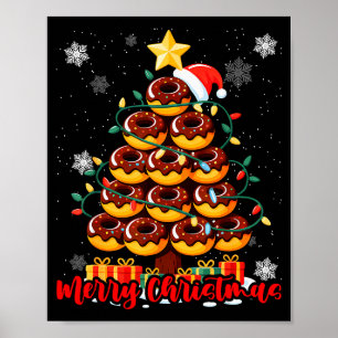 Food Lover Xmas Matching Santa Donuts Christmas Tr Poster