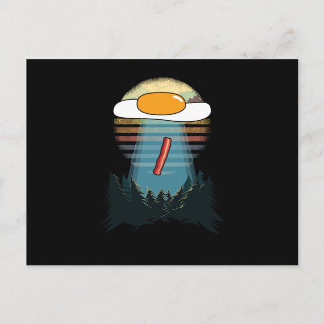 Food Lovers Foodies Alien Pun Gift Egg UFO Bacon A Postcard (Front)