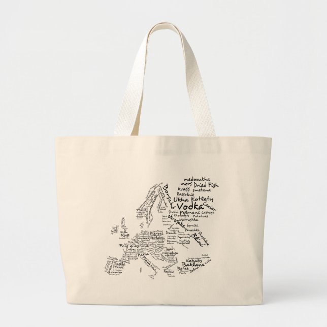 Food Map of Europe Large Tote Bag (Front)