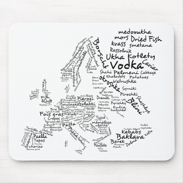 Food Map of Europe Mouse Mat (Front)