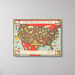 Food Map of the United States Canvas Print