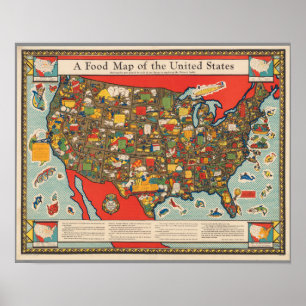 Food Map of the United States Poster