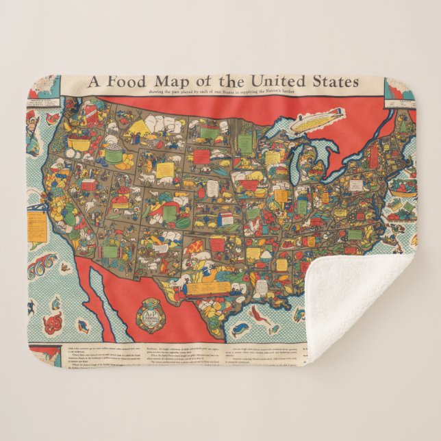 Food Map of the United States Sherpa Blanket (Front (Horizontal))
