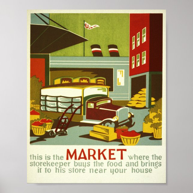 Food Market... Vintage US Poster (Front)