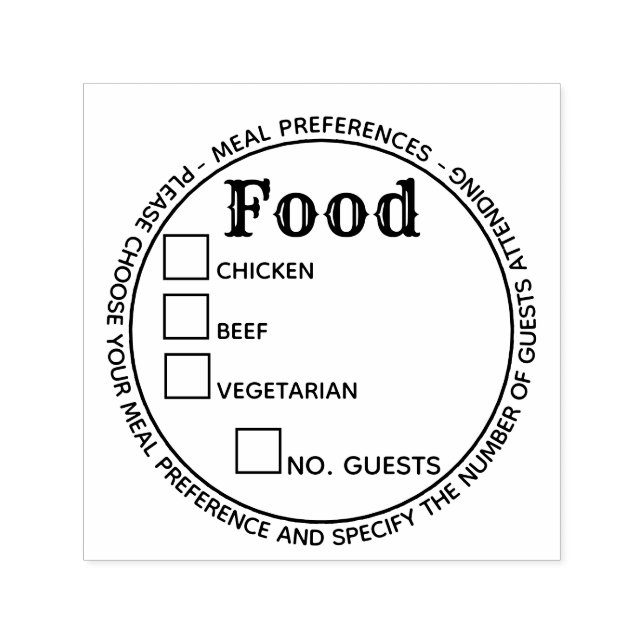Food meal choices guests party celebration menu self-inking stamp (Design)
