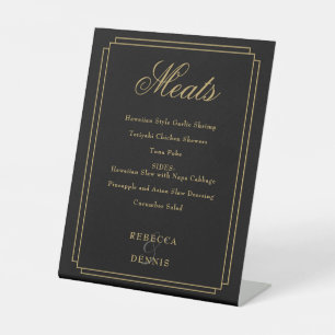 Food Menu Black And Gold Classic Art Deco Pedestal Sign