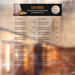 Food Menu Catering Restaurant Business  Window Cling