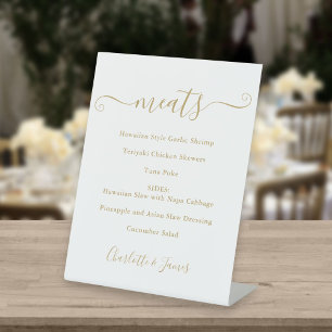Food Menu Gold Signature Script Pedestal Sign