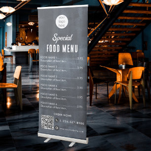 Food Menu Restaurant Business Price List Retractable Banner