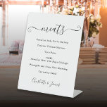 Food Menu Signature Script Black And White Pedestal Sign<br><div class="desc">This elegant script black and white minimalist food menu sign is perfect for all celebrations. Designed by Thisisnotme©</div>