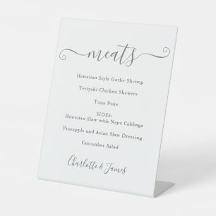 Food Menu Signature Script Gray And White Pedestal Sign
