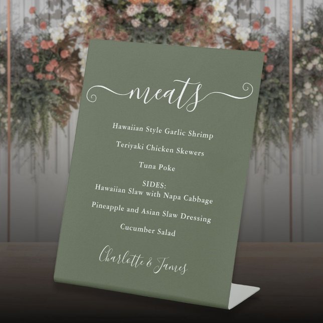 Food Menu Signature Script Olive Green Pedestal Sign (Food Menu Signature Script Olive Green Pedestal Sign)