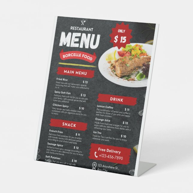Food Menus  Pedestal Sign (Front)