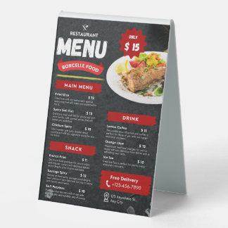 Food Menus  Table Tent Sign